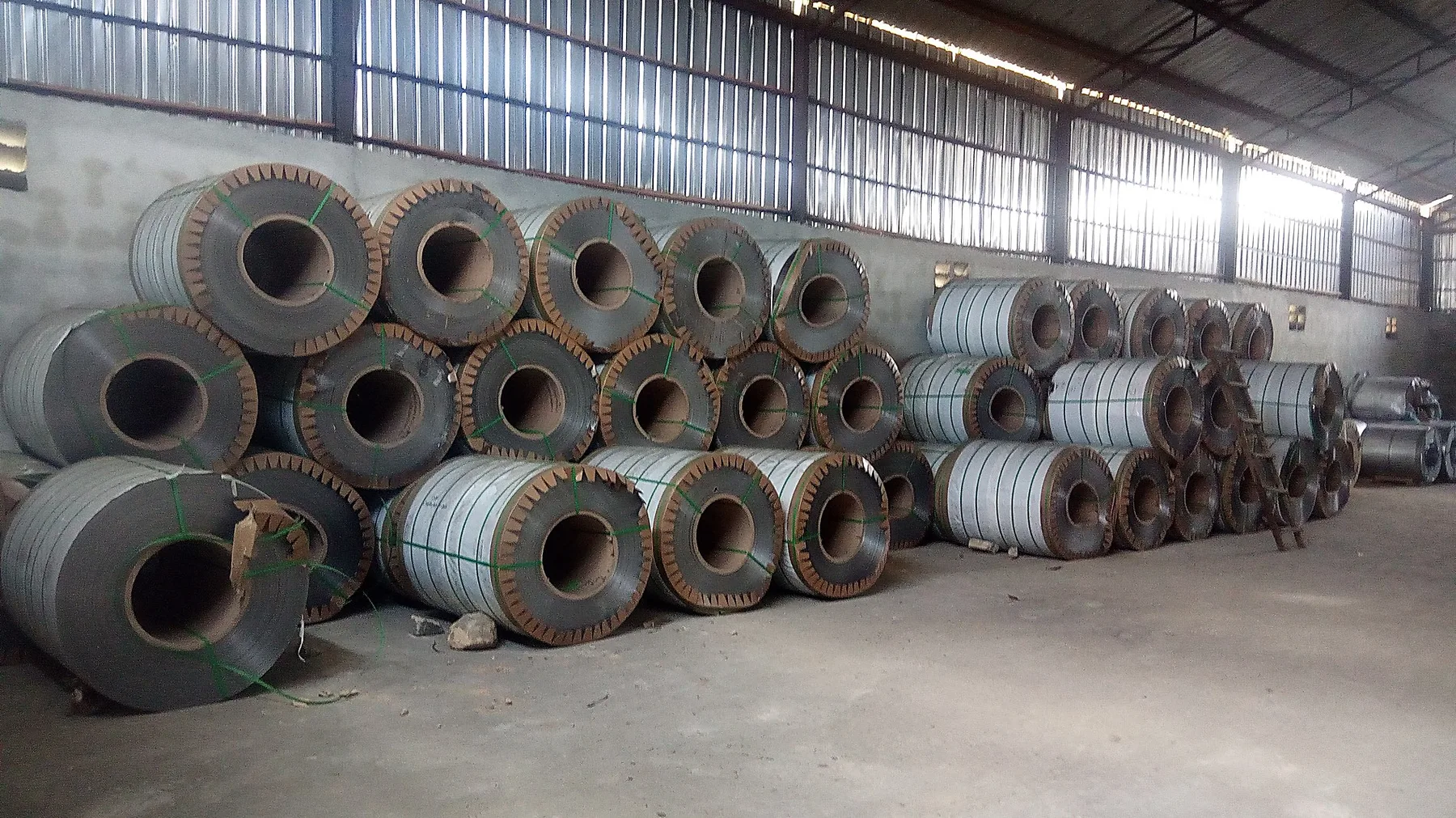 Aluminium coil stock in the warehouse