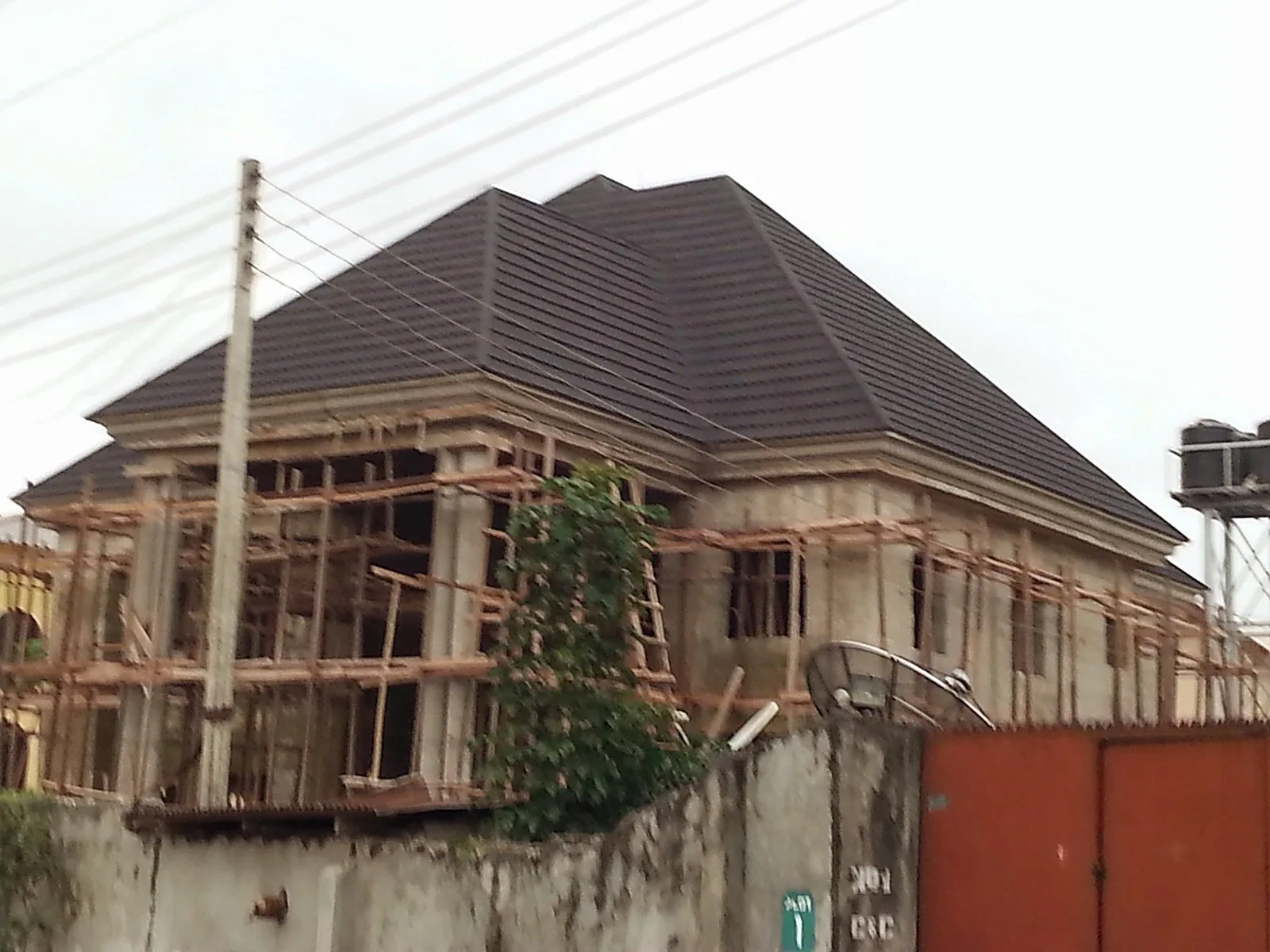 Duplex tile roof, another angle mid-build