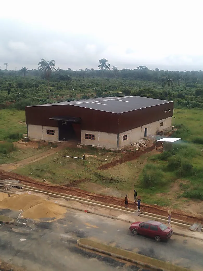 Warehouse build, aerial construction view