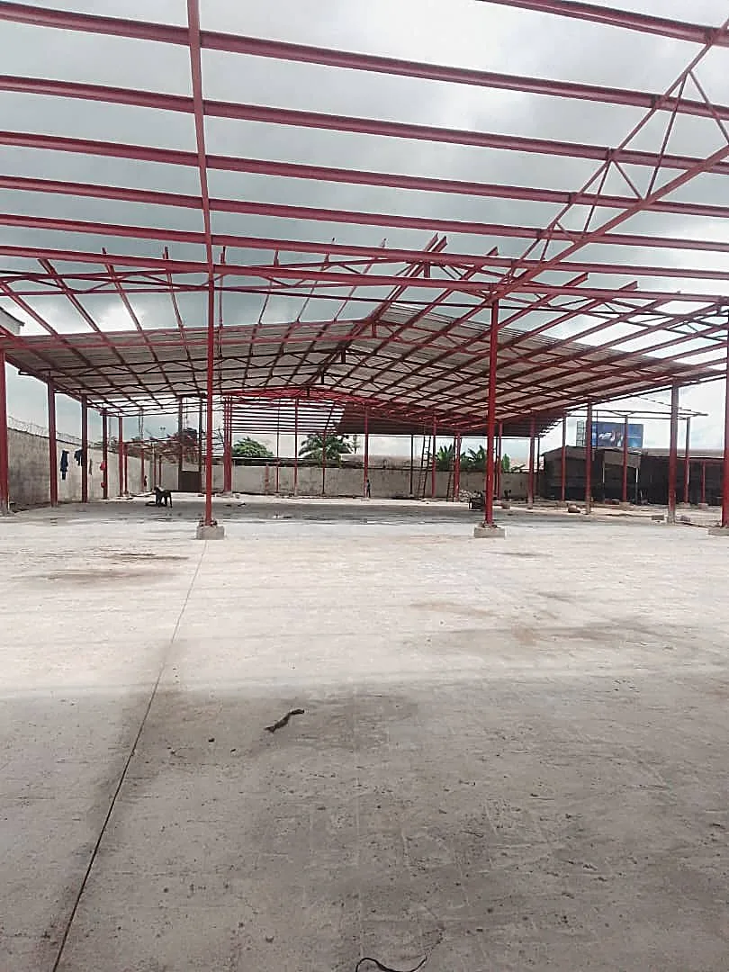 Warehouse steel frame under construction